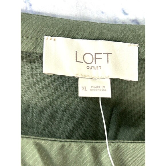 New Loft Army Green Size XL Boho Top Short Sleeve Babydoll Blouse Square Neck U4 - Picture 8 of 12